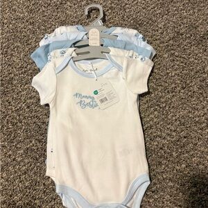 Baby Blue and White Bodysuit Set